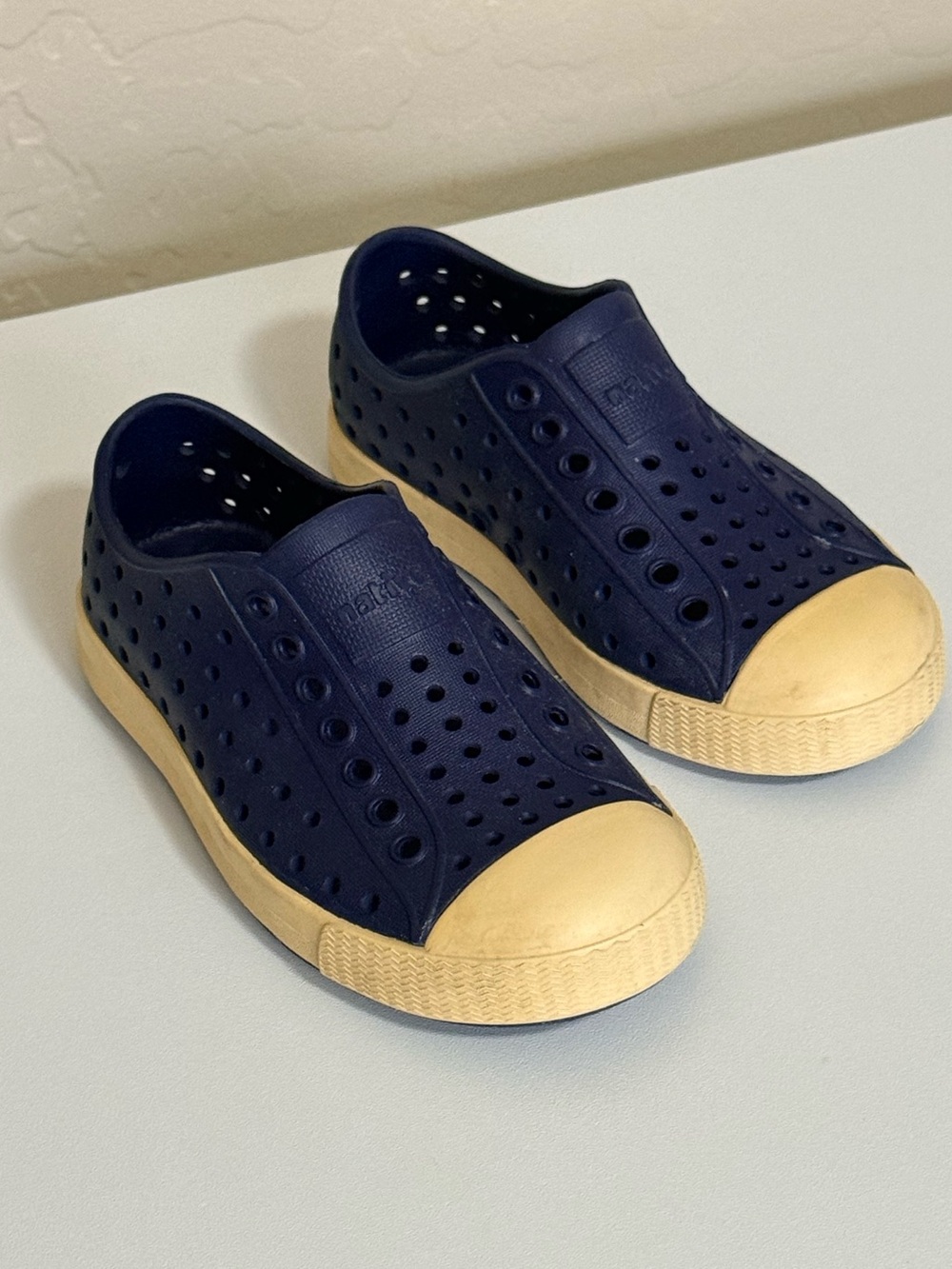 Native Kids Water Shoe in Navy with Cream Toe